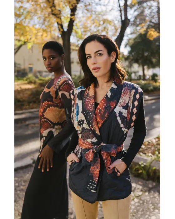 Chaleco Malalá Interior · Acolchado patchwork con cinturón