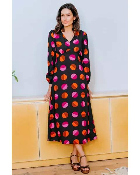 Vestido Midi Sugarhill Brighton Marcie · Elegancia retro y estampado geométrico