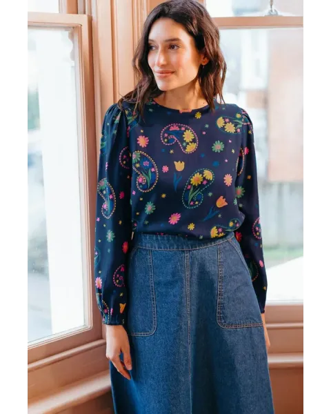 Blusa Sugarhill Brighton Elaina · Estampado paisley floral sostenible