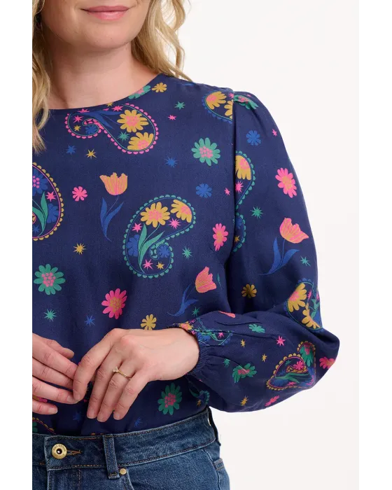 Blusa Sugarhill Brighton Elaina · Estampado paisley floral sostenible