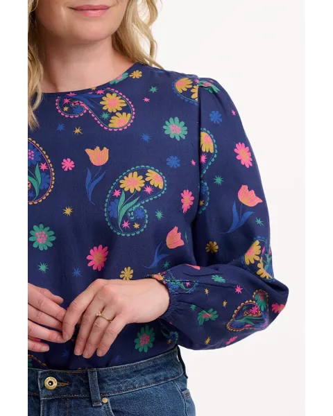 Blusa Sugarhill Brighton Elaina · Estampado paisley floral sostenible