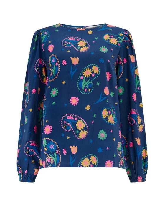 Blusa Sugarhill Brighton Elaina · Estampado paisley floral sostenible