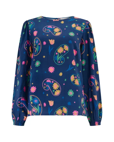 Blusa Sugarhill Brighton Elaina · Estampado paisley floral sostenible
