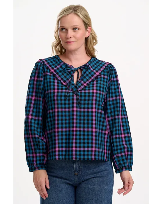 Blusa Sugarhill Brighton Nessie Elaina · Vichy retro con cuello Peter Pan