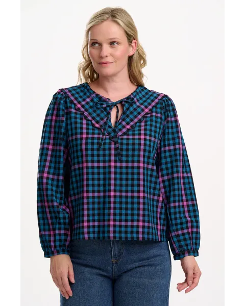 Blusa Sugarhill Brighton Nessie Elaina · Vichy retro con cuello Peter Pan