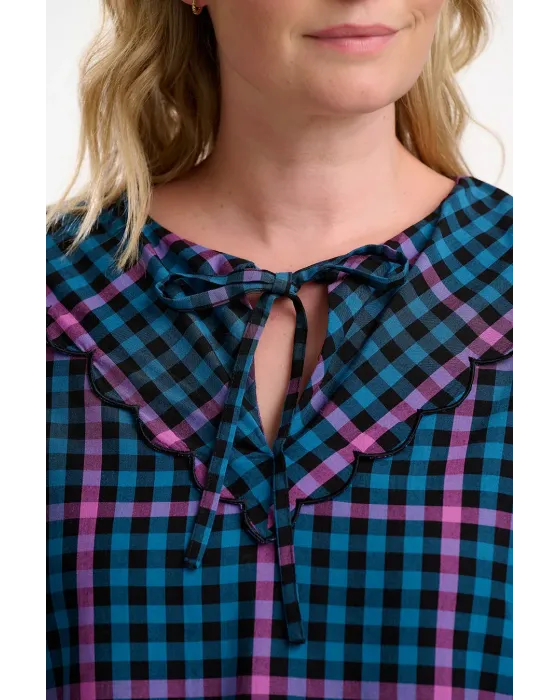 Blusa Sugarhill Brighton Nessie Elaina · Vichy retro con cuello Peter Pan