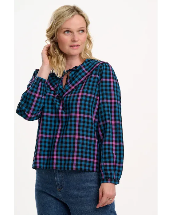 Blusa Sugarhill Brighton Nessie Elaina · Vichy retro con cuello Peter Pan