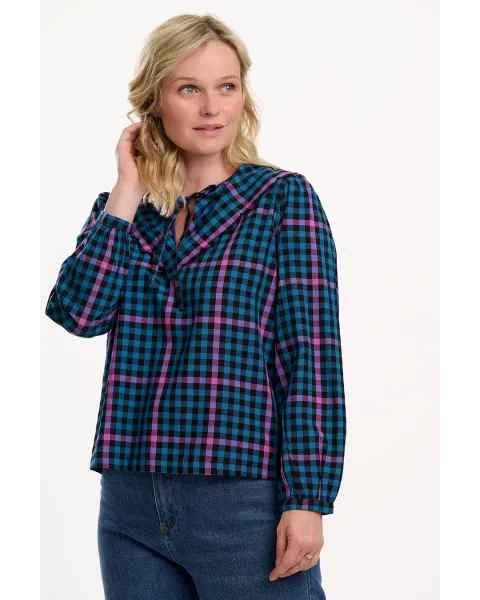 Blusa Sugarhill Brighton Nessie Elaina · Vichy retro con cuello Peter Pan