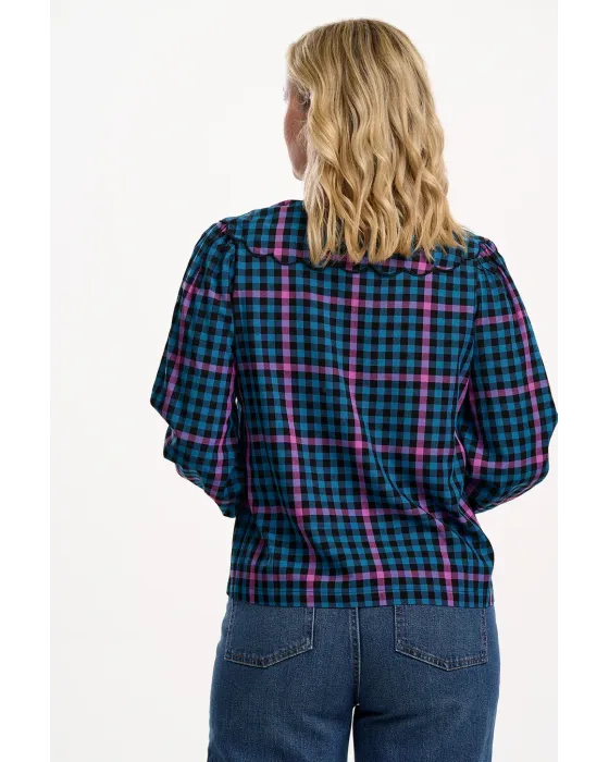 Blusa Sugarhill Brighton Nessie Elaina · Vichy retro con cuello Peter Pan