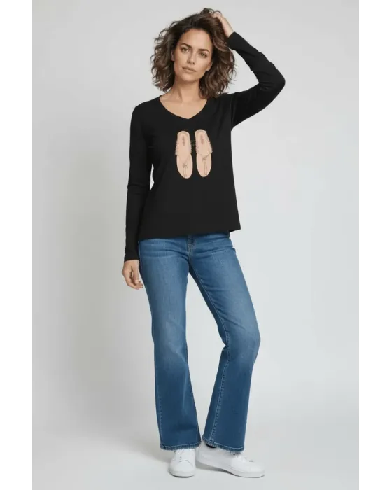 Camiseta LolitaS&L Negra Bordado Sandalias · Maldita Shop