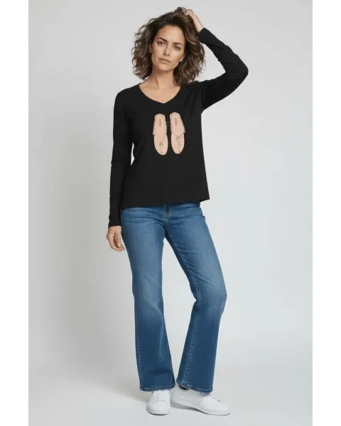 Camiseta LolitaS&L Negra Bordado Sandalias · Maldita Shop