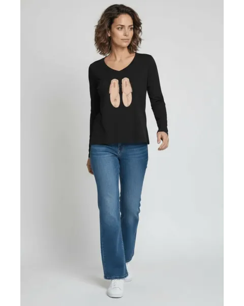 Camiseta LolitaS&L Negra Bordado Sandalias · Maldita Shop