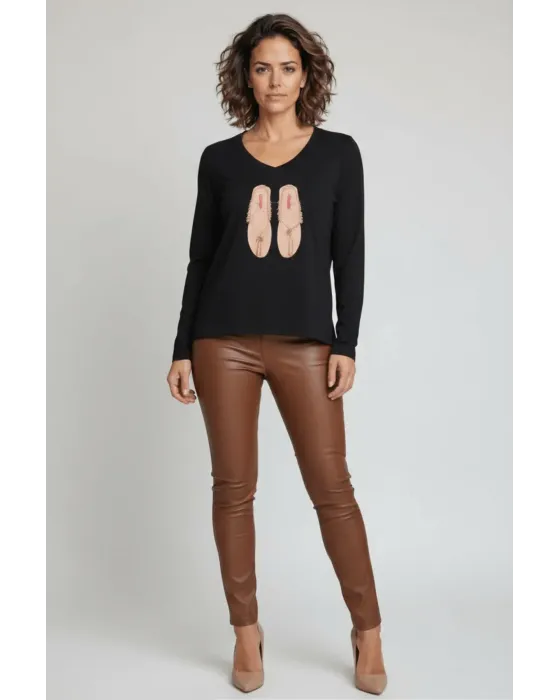 Camiseta LolitaS&L Negra Bordado Sandalias · Maldita Shop