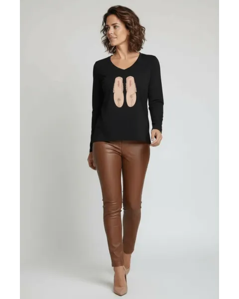 Camiseta LolitaS&L Negra Bordado Sandalias · Maldita Shop