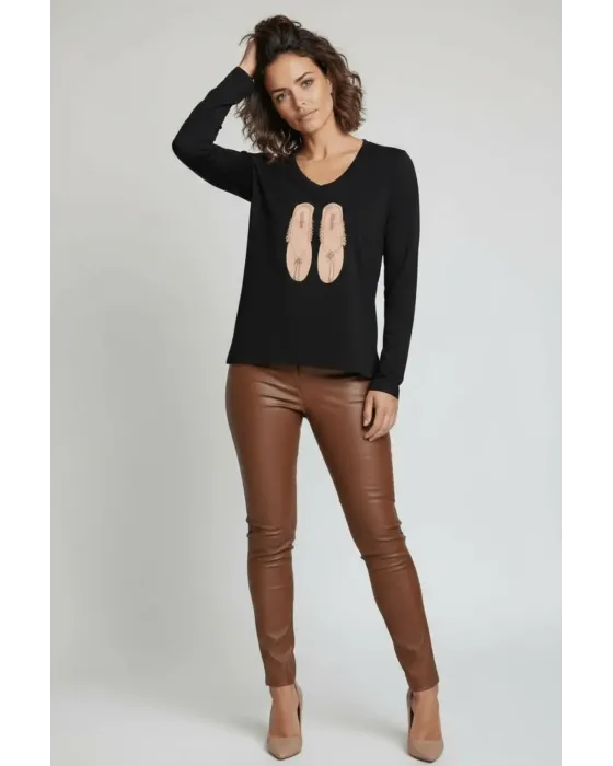 Camiseta LolitaS&L Negra Bordado Sandalias · Maldita Shop
