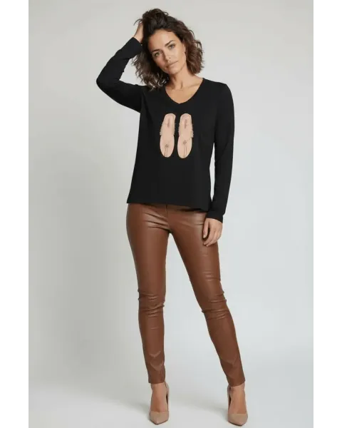 Camiseta LolitaS&L Negra Bordado Sandalias · Maldita Shop