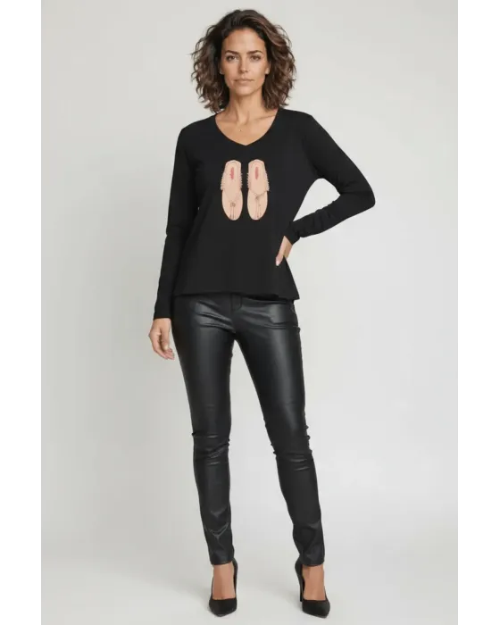 Camiseta LolitaS&L Negra Bordado Sandalias · Maldita Shop