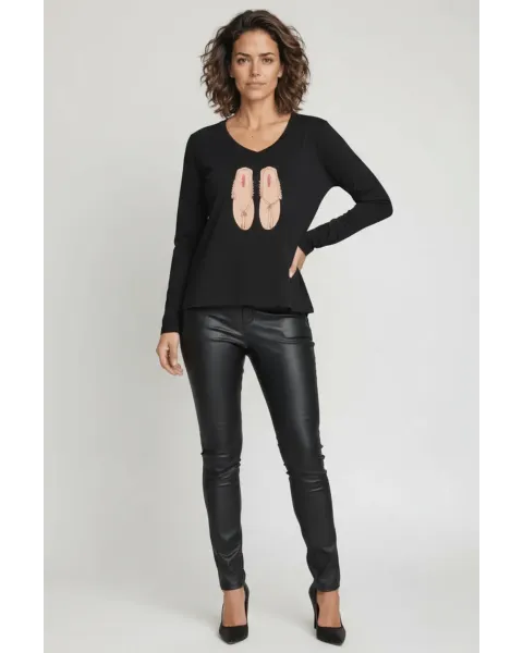 Camiseta LolitaS&L Negra Bordado Sandalias · Maldita Shop