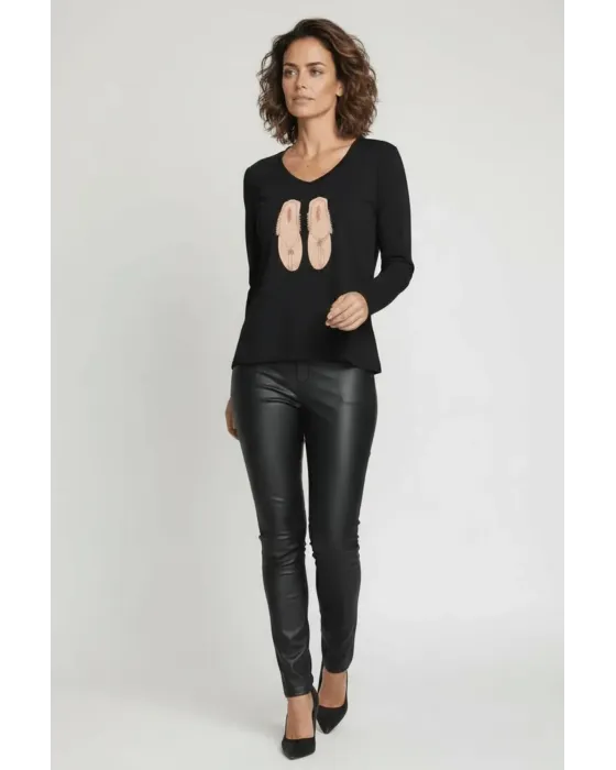 Camiseta LolitaS&L Negra Bordado Sandalias · Maldita Shop