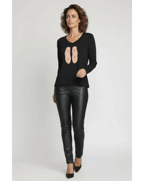 Camiseta LolitaS&L Negra Bordado Sandalias · Maldita Shop