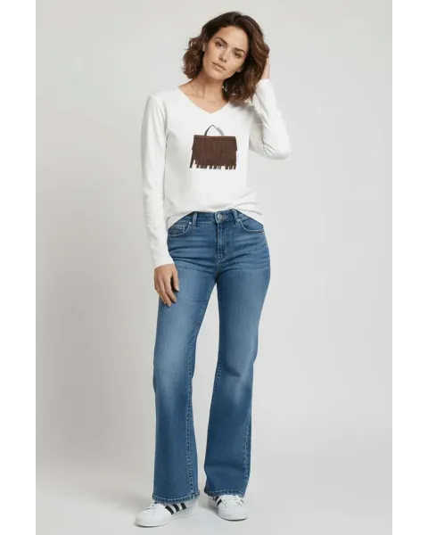 Camiseta Blanca Bolsito Flecos Marrón LolitaS&L · Maldita Shop