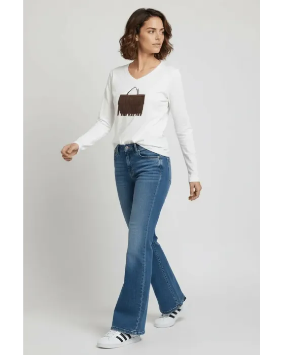 Camiseta Blanca Bolsito Flecos Marrón LolitaS&L · Maldita Shop