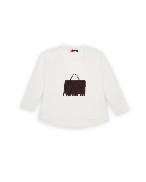 Camiseta Blanca Bolsito Flecos Marrón LolitaS&L · Maldita Shop