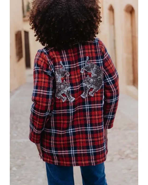 Chaqueta Cuadros Leopardas Roja · Animosa · Colección Amigas