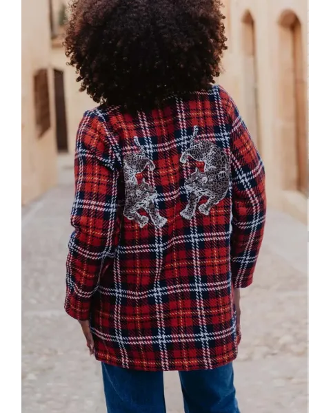 Chaqueta Cuadros Leopardas Roja · Animosa · Colección Amigas