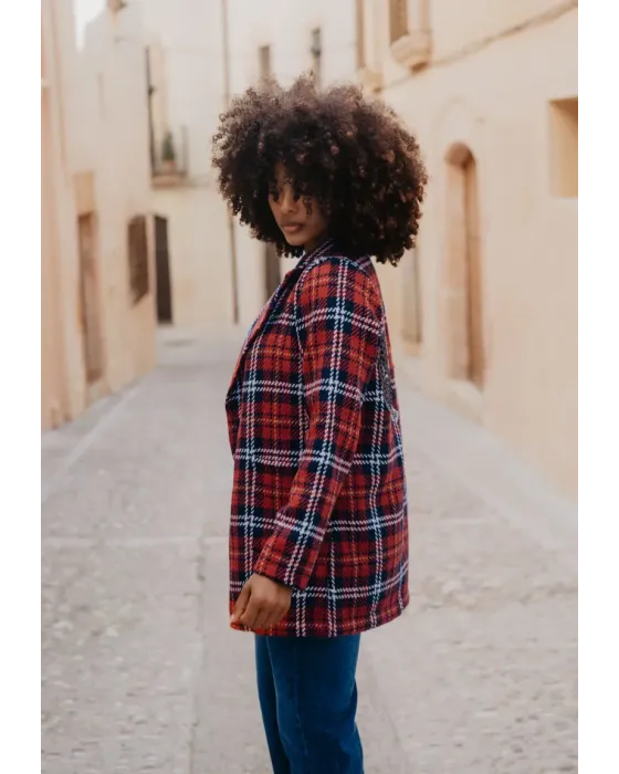 Chaqueta Cuadros Leopardas Roja · Animosa · Colección Amigas