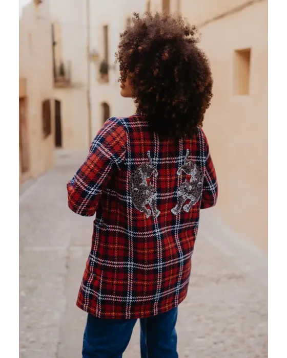 Chaqueta Cuadros Leopardas Roja · Animosa · Colección Amigas