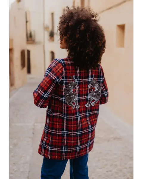 Chaqueta Cuadros Leopardas Roja · Animosa · Colección Amigas