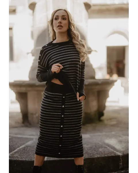 Falda Rayas Estrellas Punto Negra · Animosa · Colección Amigas