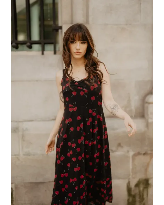 Vestido Largo Tul Cerezas · Animosa · Colección Amigas