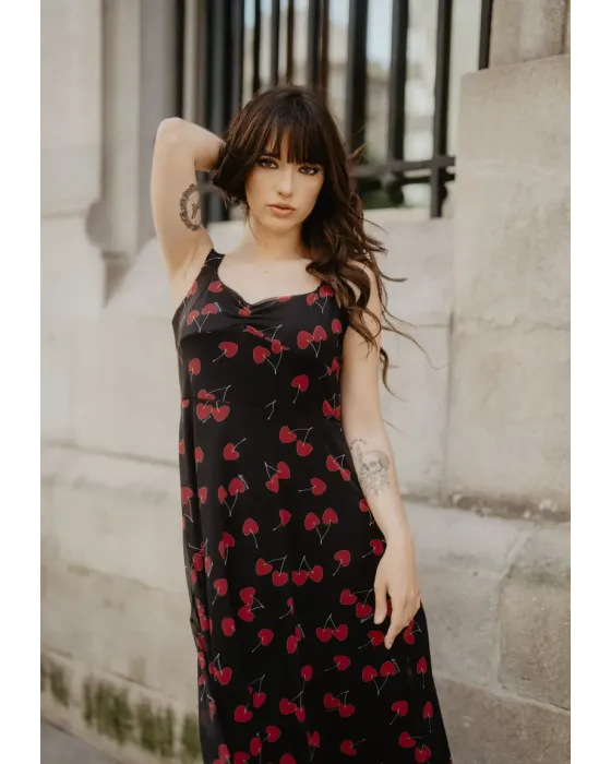 Vestido Largo Tul Cerezas · Animosa · Colección Amigas