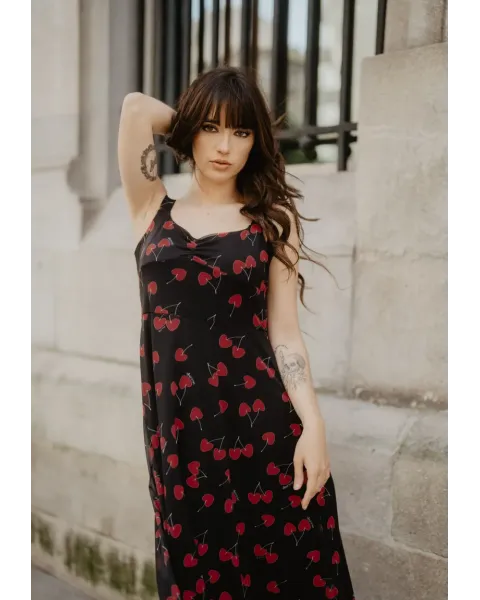 Vestido Largo Tul Cerezas · Animosa · Colección Amigas