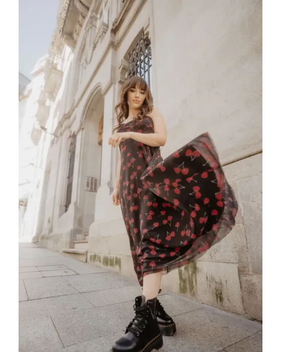 Vestido Largo Tul Cerezas · Animosa · Colección Amigas