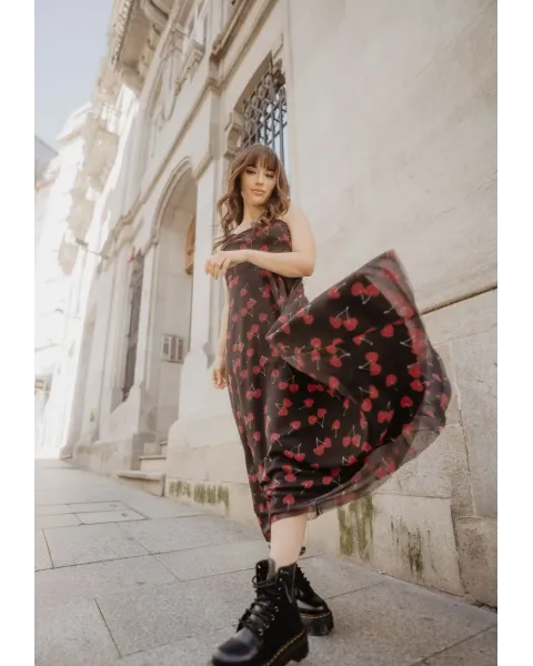 Vestido Largo Tul Cerezas · Animosa · Colección Amigas