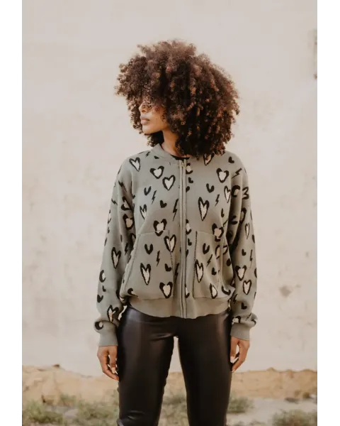 Bomber Gueparda Punto Verde · Animosa · Colección Amigas
