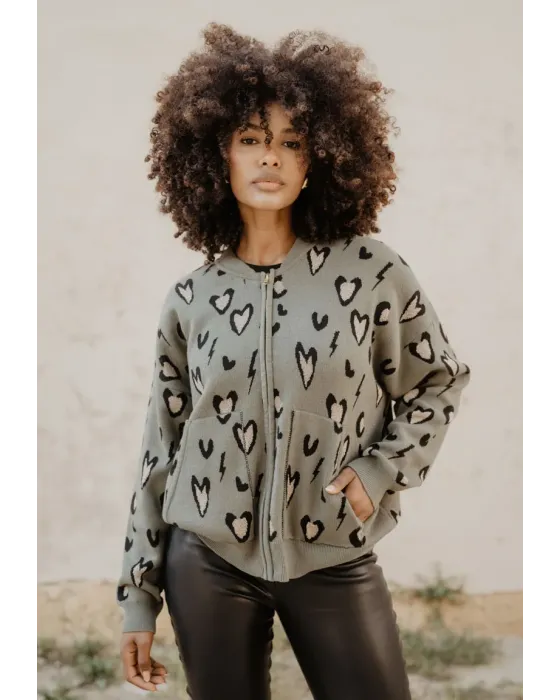 Bomber Gueparda Punto Verde · Animosa · Colección Amigas