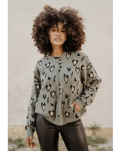 Bomber Gueparda Punto Verde · Animosa · Colección Amigas
