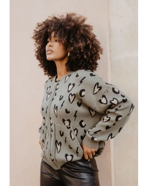Bomber Gueparda Punto Verde · Animosa · Colección Amigas