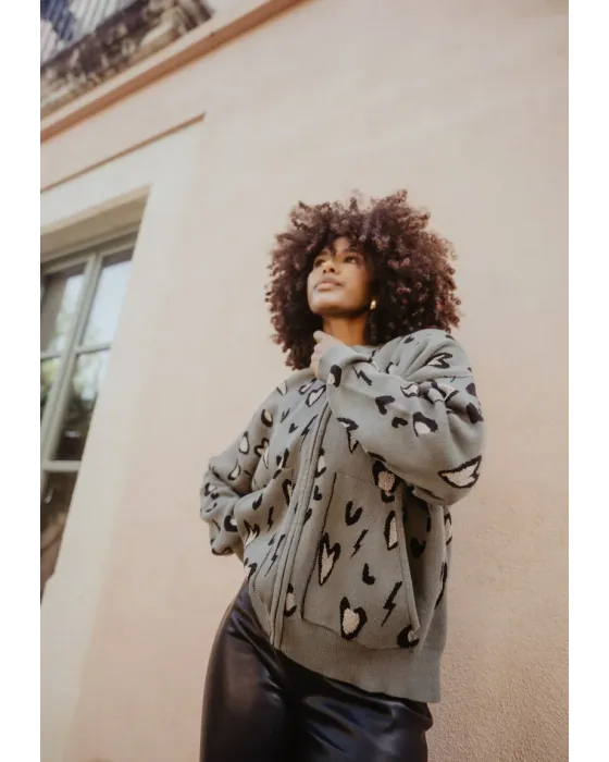 Bomber Gueparda Punto Verde · Animosa · Colección Amigas