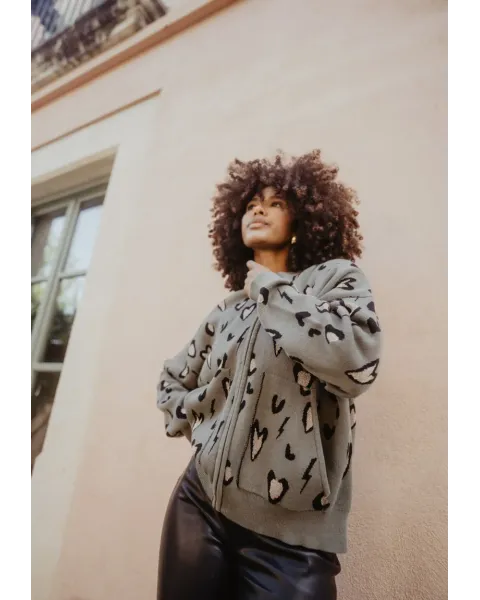 Bomber Gueparda Punto Verde · Animosa · Colección Amigas