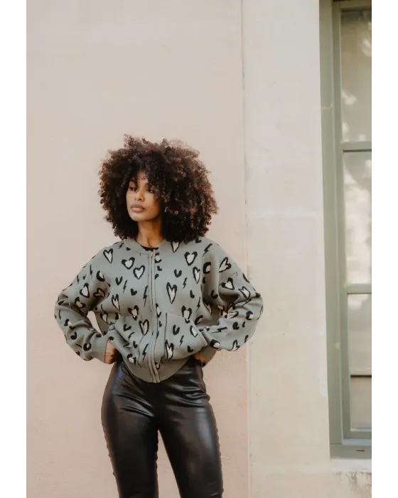 Bomber Gueparda Punto Verde · Animosa · Colección Amigas
