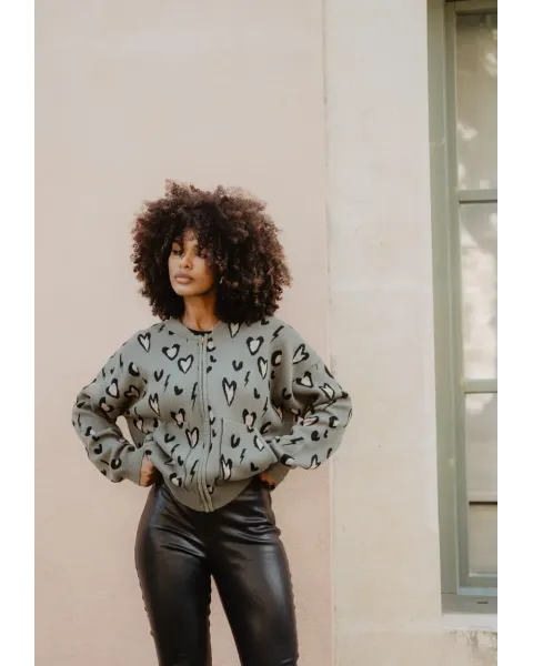 Bomber Gueparda Punto Verde · Animosa · Colección Amigas