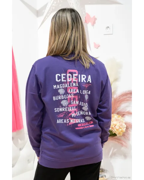 Sudadera Playas de Cedeira Graffiti Lila | Alma y Origen