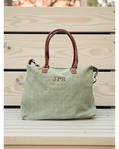 Bolso Aura Personalizado verde | Lona y piel · Alma y Origen