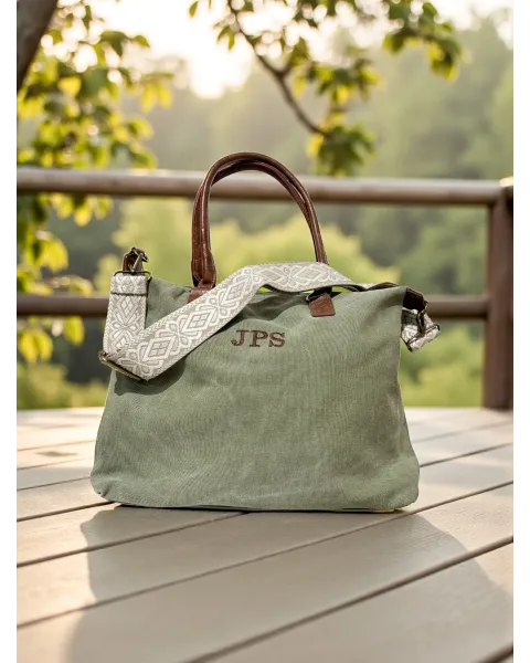 Bolso Aura Personalizado verde | Lona y piel · Alma y Origen