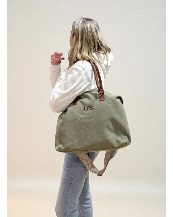 Bolso Aura Personalizado verde | Lona y piel · Alma y Origen